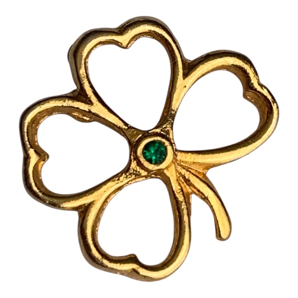 Vintage gold tone four-leaf clover lapel pin